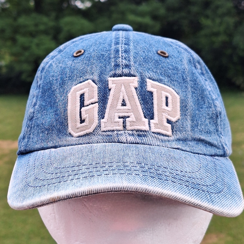Y2K GAP Distressed Denim Hat Womens Size Medium Vintage 90s Baseball Cap